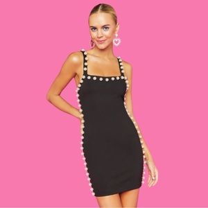 Faux Pearl-Trim Bodycon Mini Dress